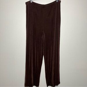 Chico's Travelers‎ Women Pants XL Brown Pull On Elastic Waist Slinky Crop Casual
